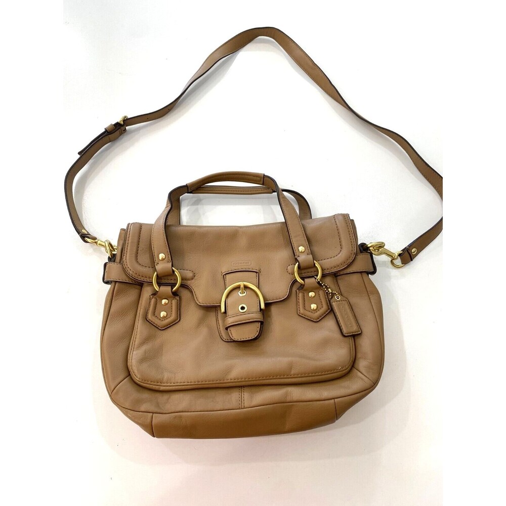 Coach Leather Campbell Eva Satchel Crossbody Bag Vintage L1394-F27231 Camel Tan